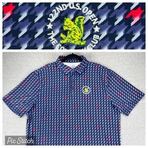 U.S. Open Polo Shirt Men L red white Blue Geometric‎ 122nd The Country Club Golf